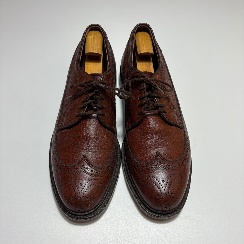 Hartt Mens 8.5 E Brown Leather Longwing Wingtip Brogue‎ Derby Canada Vtg Welted